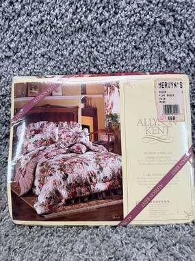Vintage Allyson Kent Devon Ruby Floral Twin Flat Sheet New Sealed 1992